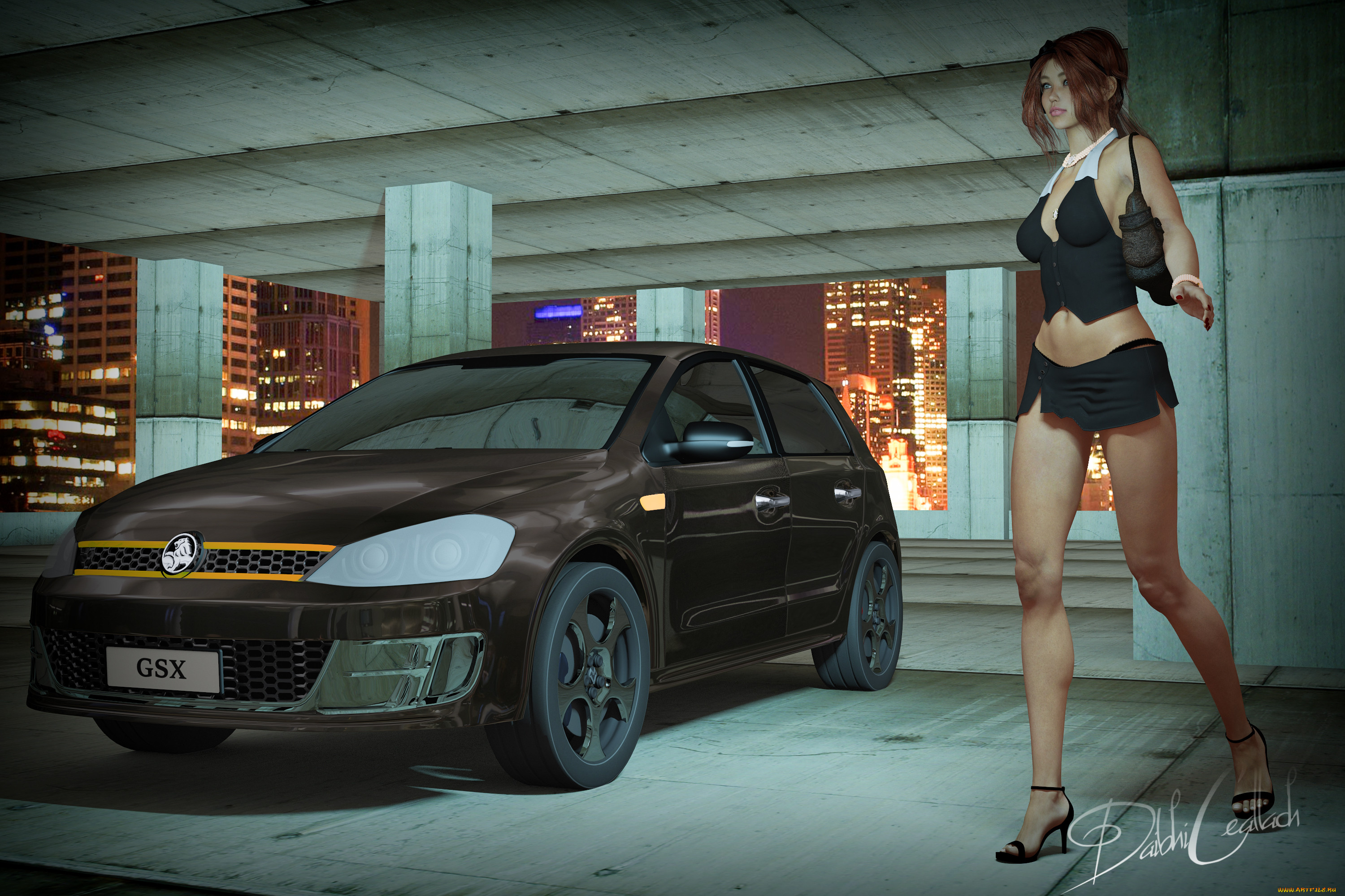 , 3d car&girl, , , , 